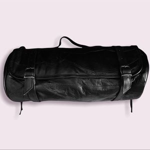 Motorcycle Front Fork Tool Bag Luggage Saddle Bag Black Genuine Buffalo Leather